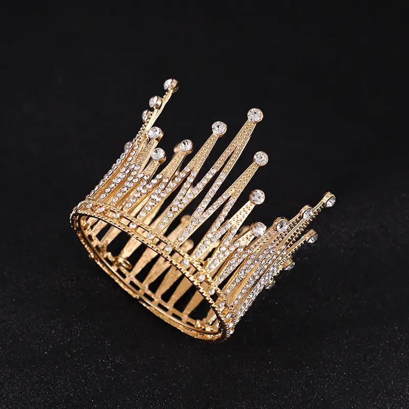 Nuova sposa rotonda piccola corona strass per bambini principessa compleanno corona accessori per capelli decorazione torta corona