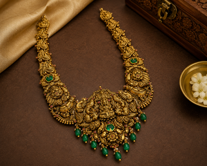 Collar Largo de Oro de 24K, 64.83 Gramos, Joyería India Tradicional Hecha a Mano para Mujer, Joyería para Bodas y Eventos Nupciales - Product Image 1
