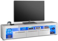 Plateau blanc de service TV de 5 pouces, planche basse, Table TV, meuble pour salon, Cordoba en bois avec portes, grand élément d'étagère