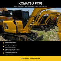 Excavadora Komatsu PC56 de 5 y 6 Toneladas, Cucharón de 0.2 M3, Excavadora Hidráulica de Orugas, Original de Japón, Usada, Lista para Exportación, en Venta
