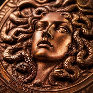 Barre commémorative de 1 oz en cuivre fin .999, série légende mythologique, avec relief 3D personnalisé, Medusa et Hades, pour cadeau de luxe - Product Image 4