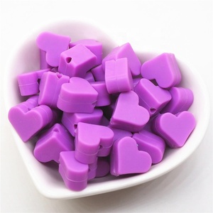 Fast Shipping Food Grade Jewelry Pens Keychain Making DIY Spacer Heart <strong>Silicone</strong> <strong>Bead</strong> 15mm - Product Image 4