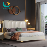 Ensemble de meubles modernes et luxueux pour chambre à coucher Lit taille personnalisée Lits doubles simples design italien Lit king queen size de luxe en cuir