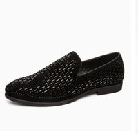 Mocassins élégants pour hommes en PU avec paillettes de cristal, style britannique, à enfiler, antidérapants, pour mariage et soirée, collection automne-printemps