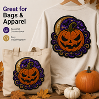 Lot de patchs brodés personnalisés en chenille et sequins, motif citrouille d'Halloween, pour vestes, sacs fourre-tout, chapeaux – Cadeau événementiel saisonnier en gros