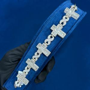 Top Demanded Moissanite Diamond 925 Sterling Silver <b>Infinity</b> Cross Hip Hop Cuban <b>Bracelet</b> Iced Out Bling Jewelry At Low Price - Product Image 1
