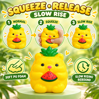 En gros, Jouet Squishy en PU à remontée lente, Ours Ananas et Pastèque Mignonne, Doux à câliner, Anti-stress