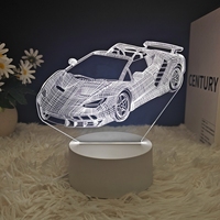 Vente directe d'usine de voitures de sport, lampe 3D réaliste, 16 couleurs, contrôle tactile, lumière de nuit rechargeable décorative pour les amateurs d'anime