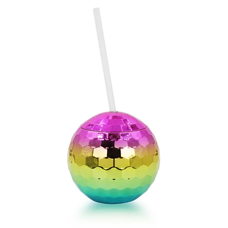 Seaygift Disco Party Drinking Ball Cup United Plastic Cups Round Ball Shape plastic bottle drink cups with straw