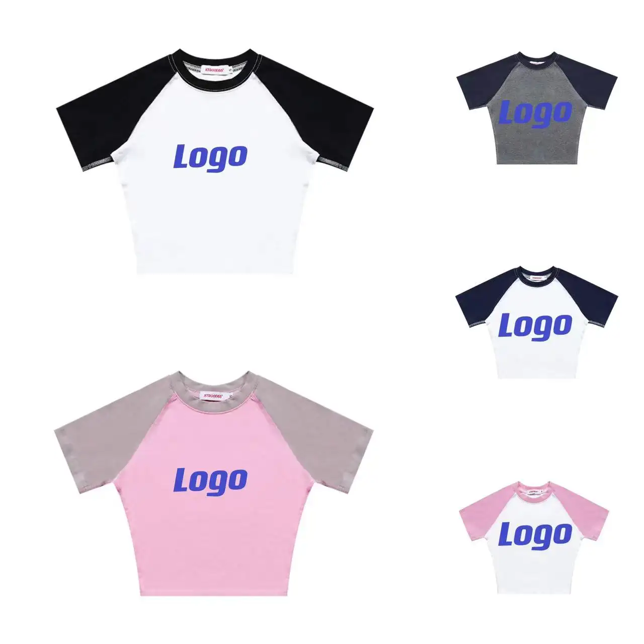 Logo personnalisé femmes bébé t-shirts y2k blanc solide haut court coton spandex haut court t-shirt graphique t-shirts chemise femme 2023 top de mujer