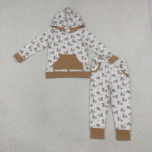Nouvel Arrivage Nouveau Design Ensemble Pantalon et Haut à Manches Longues pour Bébés Garçons et Enfants, Motif Canards, Tenue d'Automne - Product Image 1