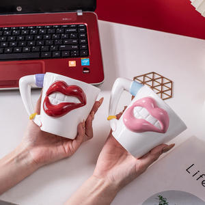 Taza de cerámica creativa con diseño de labios rosas, taza de dibujos animados para café, té, regalo para el hogar, taza individual, regalo para el Día de San Valentín - Product Image 5