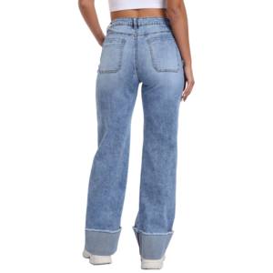 2026 Grinding Cuff hem <b>Women</b> Washed Straight Denim <b>Jeans</b> with Whiskers Fashion Trousers <b>for</b> <b>women</b> - Product Image 2