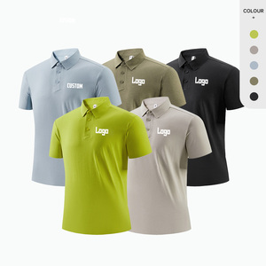 OEM Summer Active Lightweight Breathable Short Sleeve Tops Golf Clothing Fitness 100% Polyester Seamless Custom Men's Polo Shirt