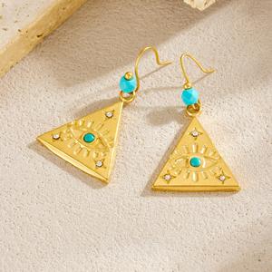 שרשראות תליון משולשות ובעלות צורת עין משובצות יהלומים בסגנון רטרו, תכשיטים שאינם דוהים לנשים, לחיי היומיום TGXL9894 - Product Image 2