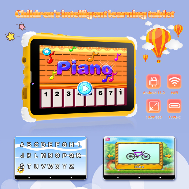 7-Inch HD Android 10 Kids Tablet MTK9832 1.3GHz Processor 16GB Storage Front Camera Waterproof Design for YouTube Learning Video