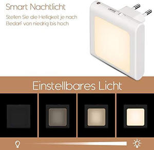 Luz Nocturna LED de Pared Portátil, Moderna, con Encendido/Apagado Automático, Sensor de Anochecer al Amanecer, para Dormitorio, Color Cálido, Mini Cuadrada, Regulable - Product Image 3