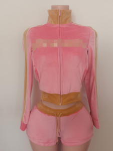 Ensemble de survêtement en <span class=keywords><strong>velours</strong></span> pour <span class=keywords><strong>femme</strong></span> automne-hiver 2026 – Veste à capuche zippée en <span class=keywords><strong>velours</strong></span> et <span class=keywords><strong>pantalon</strong></span> évasé deux pièces de haute qualité, personnalisable - Product Image 5