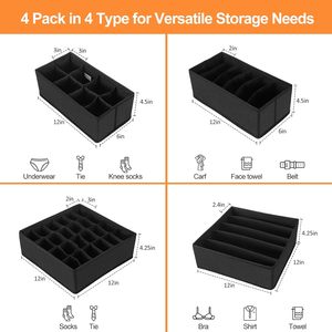 Tessuto <span class=keywords><strong>armadio</strong></span> intimo <span class=keywords><strong>Organizer</strong></span> calzini cassetto divisore 4 <span class=keywords><strong>Set</strong></span> - Product Image 3