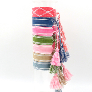 <span class=keywords><strong>Bracelet</strong></span> en sangle vierge, personnalisable avec broderie et pompon, bracelets tressés à la main, bracelets DIY, 300 couleurs assorties - Product Image 6