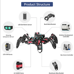 Kit de robot extensible Spiderbot à six pattes Modules électroniques de commande vocale AI à plusieurs pattes avec pour le codage <span class=keywords><strong>Arduino</strong></span> pour les débutants - Product Image 5