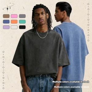 Camiseta de Manga Corta de Algodón Puro de 270g, Estilo Retro Vintage, Lavada y Desgastada, de Corte Holgado, Transpirable y de Secado Rápido - Product Image 4