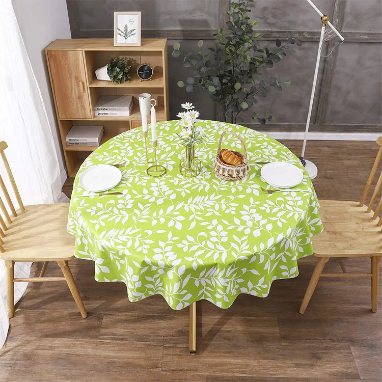 Круглый весенний зеленый стиль водонепроницаемый маслостойкий бытовой экологически чистый полиэстер плоский стол льняной стол