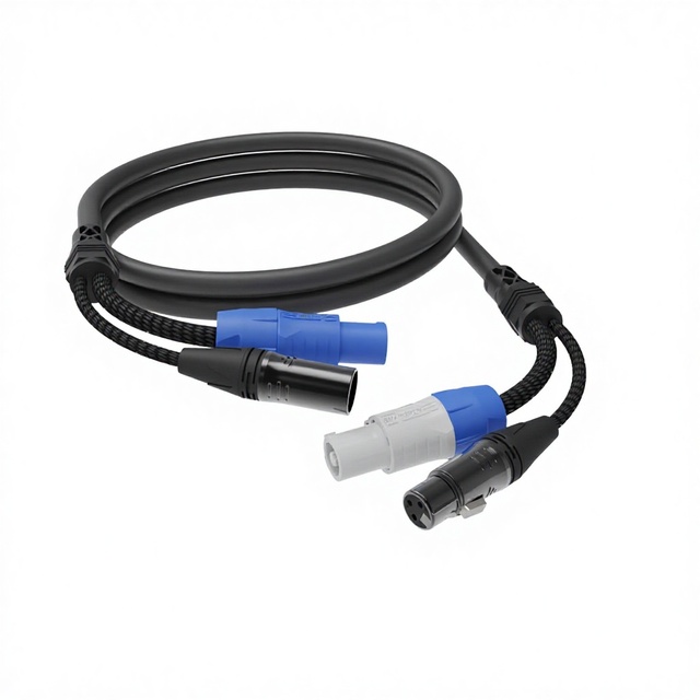 XLR Female and Male Powercon Combination Cable 5pin DMX SJT Signal and Power in 2in1 Hybrid Communication Cables
