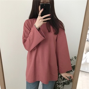 Solide lâche à manches longues <span class=keywords><strong>chaud</strong></span> femmes doux bonbons couleurs haut en gros polyester femmes <span class=keywords><strong>t</strong></span>-<span class=keywords><strong>shirt</strong></span> uni - Product Image 5