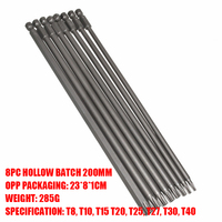 8 pièces 1/4 pouces tige hexagonale tête Torx 200mm tournevis jeu d'embouts de sécurité inviolable 6 points étoile bricolage acier T8-T40 tournevis Kit