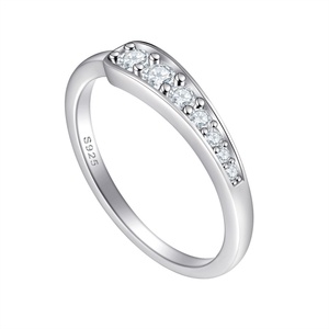 Trendy 925 Sterling Silver Eternity Band <b>Ring</b> Set Fine Jewelry <b>Cubic</b> <b>Zirconia</b> Women Rhodium Plated Daily Engagement Party - Product Image 1