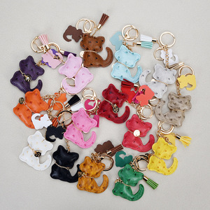 Porte-clés créatif coloré en forme de chaton de dessin animé, pendentif de sac en cuir <span class=keywords><strong>Maneki</strong></span> <span class=keywords><strong>Neko</strong></span>, porte-clés cadeau pour clés de voiture - Product Image 1