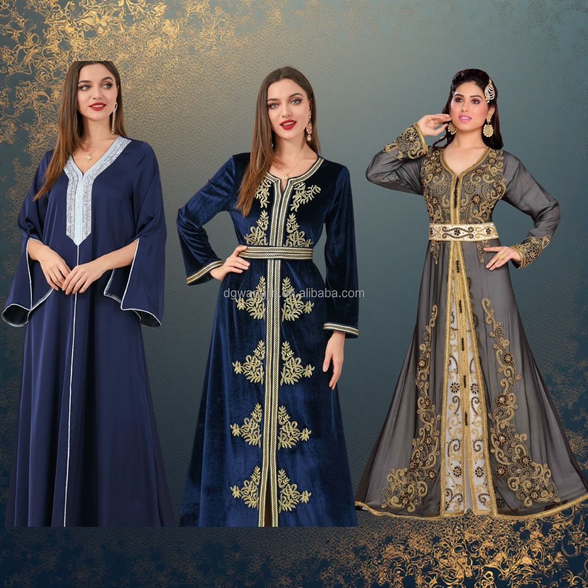 Generisch Robe Musulmane Dubaï Pour Femme Avec Gaufrage Doré