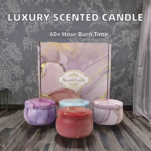 ชุดของขวัญเทียนหอมอโรมาเธอราพีจากขี้ผึ้งถั่วเหลือง 4 ชิ้น พร้อมดอกไม้แห้ง บรรจุในกระป๋องโลหะทำมือ ปลอดสารพิษ สำหรับวันแม่ - Product Image 6