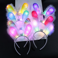 Serre-tête lumineux créatif en forme d'oreilles de lapin, idéal pour les fêtes et spectacles, avec sequins et peluche, pour la vente en gros
