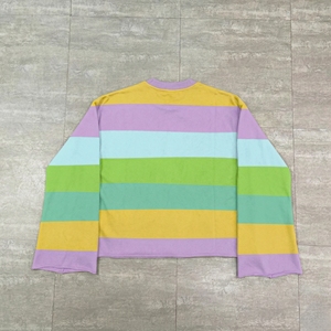 Custom 100% Cotton DTG Print Tee Heavyweight Cropped Raw Hem Men's <strong>T</strong>-<strong>shirt</strong> <strong>Easter</strong> Themed Stripes Flare Long Sleeves <strong>T</strong> <strong>Shirt</strong> - Product Image 4