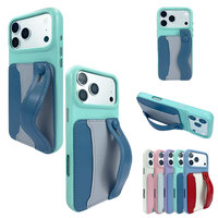 Coque de téléphone mignonne et pastel avec dragonne, en PU, protection intégrale antichoc pour une utilisation facile à une main, pour iPhone 15 Pro