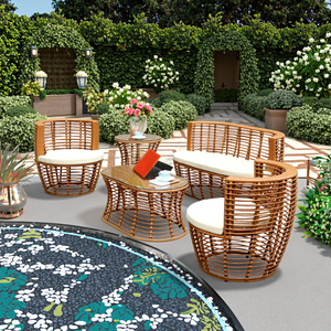 Bộ bàn ghế <span class=keywords><strong>sofa</strong></span> tròn bằng mây nhựa ngoài trời phong cách hiện đại, dùng cho sân vườn hoặc khách sạn - Product Image 3