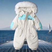 Combinaison à capuche en polyester avec fermeture éclair bidirectionnelle, épaisse, chaude, lavable, adorable, pour bébé nouveau-né, tenue d'hiver pour ramper