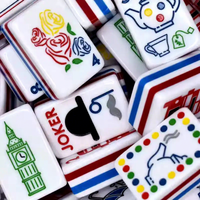 Set di Mahjong Americano di Lusso a Tema Cittadino, in Acrilico Bianco con New York e Londra, Gioco Pieghevole per Famiglie per Intrattenimento Notturno a Casa