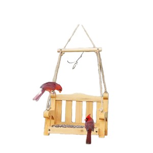 ที่ให้อาหารนกแบบไม้ รูปทรงชิงช้า ตกแต่งสวนแบบแขวน สำหรับนกในสวนหลังบ้าน - Product Image 5