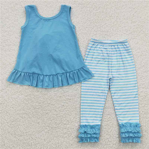 Conjunto de Ropa Casual para Bebé Niña, Ecológico, con Blusa sin Espalda con Lazo y Pantalones con Volantes a Rayas - Product Image 4
