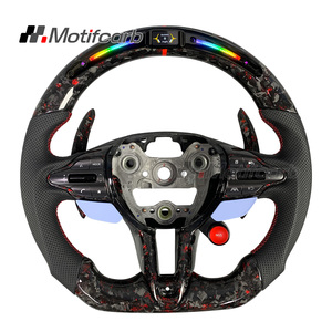 Volante Deportivo Personalizado de Fibra de Carbono Forjado Rojo con Palancas de Cambio LED para Hyundai N Elantra N I30N I20N N-line 2018-2026 - Product Image 1