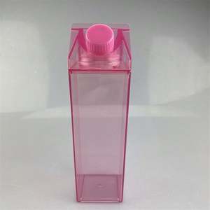 Bouteille d'eau carrée en plastique transparente de 500 ml avec logo personnalisé, motif DIY, pour lait, boissons, jus, bière, eau froide - Product Image 1