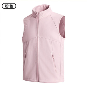 <strong>Men</strong> Women Cross Grid <strong>Fleece</strong> Lined High Stretch Vest Waterproof Outdoor Sports Casual Stand Collar <strong>Gilet</strong> Customizable - Product Image 4