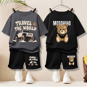 Conjuntos de Ropa de Verano para Niños de 2 a 12 Años, Tallas Grandes, Traje Informal de Manga Corta para Niños y Niñas <span class=keywords><strong>con</strong></span> Divertido Estampado de Dibujos Animados - Product Image 1