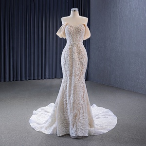 Jancember 231073 Robes de mariée sirène vintage en dentelle brodée à épaules dénudées - Product Image 1
