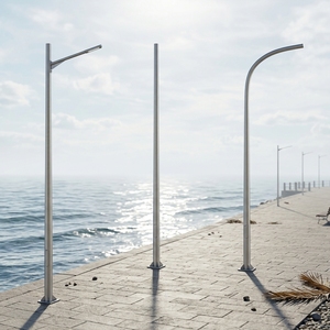 LECUSO 4M 5M 6M 7M Taper Street Light <b>Poles</b> Single/Double Arm Galvanized Surface 10-Year Warranty <b>for</b> Residential Road 4m Street - Product Image 1