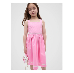 Hermoso Vestido de Verano de Algodón para Niñas con Estilo Decorativo, Sensación Ligera y Comodidad Transpirable para la Moda Diaria - Product Image 1