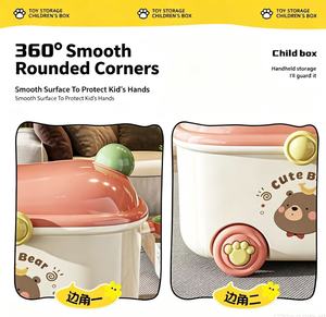 Boîte de rangement à roulettes pour jouets d'enfants, <span class=keywords><strong>coffre</strong></span> <span class=keywords><strong>en</strong></span> <span class=keywords><strong>plastique</strong></span> mignon avec couvercle pour jouets, livres et articles divers, organisateur pour chambre et salon - Product Image 6